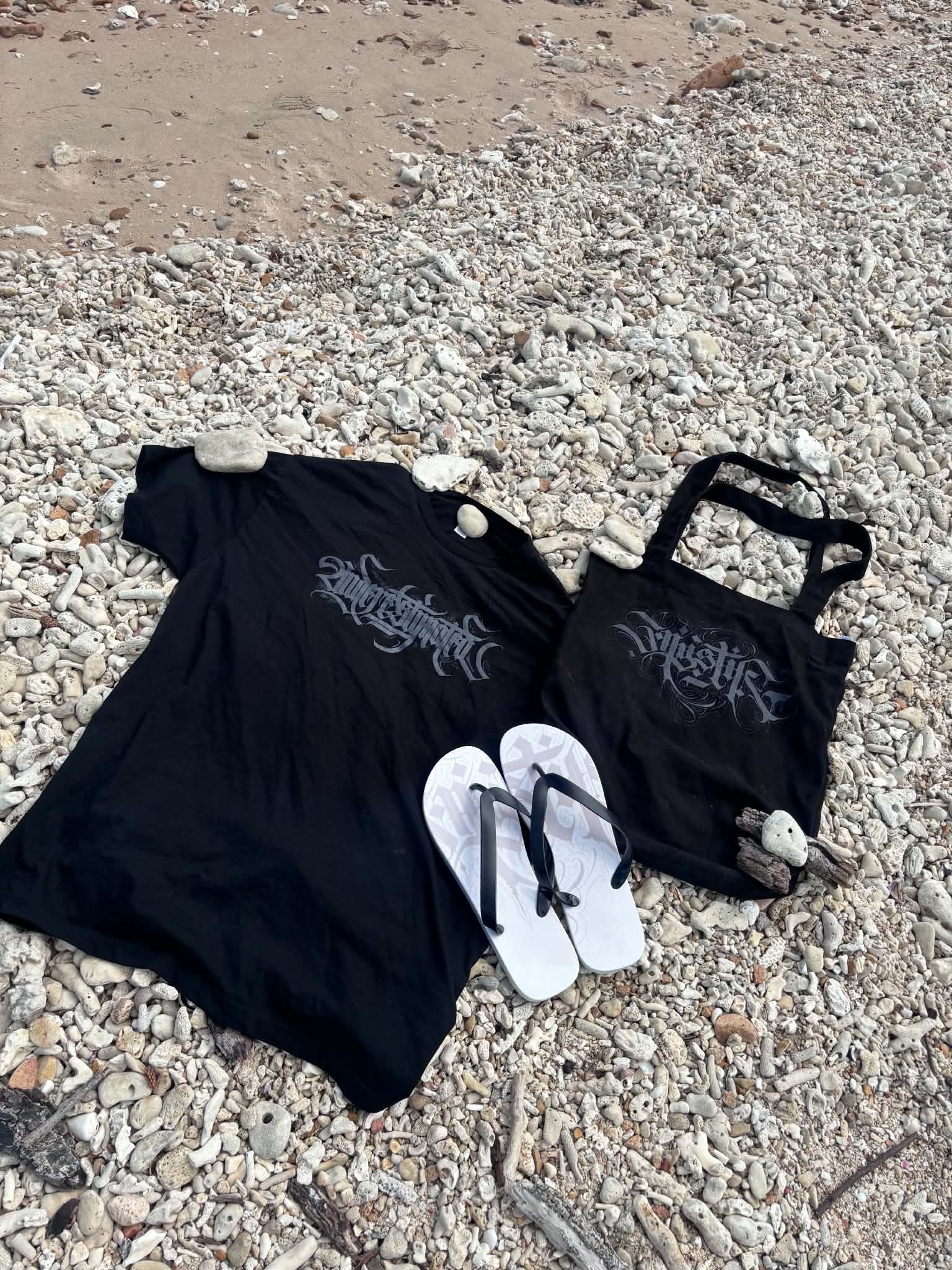 Mystik flip flop, tote bag and Tshirt PRE ORDER Combo